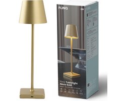 FlinQ Tafellamp Nova - Tafellamp Oplaadbaar - Tafellamp slaapkamer - Oplaadbaar - Dimbaar met geheugenstand - 3 lichtstanden - 38cm - Goud