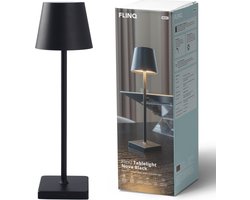 FlinQ Tafellamp Nova - Tafellamp Oplaadbaar - Tafellamp slaapkamer - Oplaadbaar - Dimbaar met geheugenstand - 3 lichtstanden - 38cm - Zwart