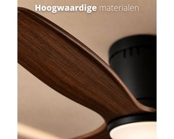 FlinQ Venturo Smart Plafondventilator met Verlichting - Ventilator voor aan het Plafond - Ideaal voor op de Slaapkamer - Bestuurbaar met App of Afstandsbediening