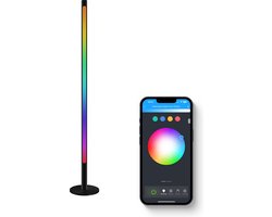 FlinQ Xyro LED Slimme Vloerlamp - Staande Lamp - Alexa & Google Assistant - RGB - Zwart