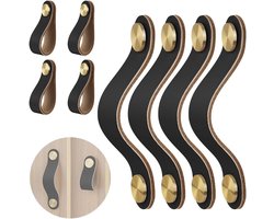 flintronic FLINTRONIC4PC Lederen handgrepen voor meubels, 4 stuks, handgemaakte meubelknoppen, leer, vintage meubelgrepen, lederen greep, kastgrepen voor keukenkasten, kledingkast, badkamer