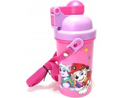 Flip Top Drinkbeker Bidon Paw Patrol met rietje en handige 2 Go Koord - Roze - Kunststof - 400 ml - Waterfles - Fles - Bidon