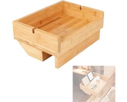 Floating Bedside Table - Bed Tray met Kabelgeleider - Bedtafel met Verstelbare Clip - 0-45mm - Bedside Table voor Bunk Bed - slaapkamer - smal - universiteit - bamboe