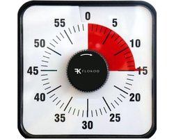 Flokoo Leerklok Zwart - Aftelklok & Kookwekker - 19x19cm - Leer klokkijken