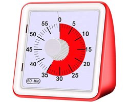 Flokoo Timer Klok - Aftelklok voor kind - Kookwekker Analoog - Rood