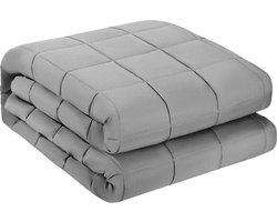 Flolife - Anti Stress Deken - Gewogen Deken 11,3 kg – Ademend & Koelend – Glazen Kralen – 4 Seizoenen – Grijs