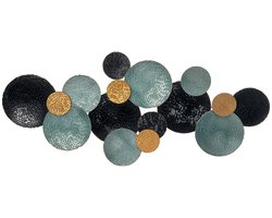 Flolife - Decoratie voor woonkamer, slaapkamer, eetkamer - Veelkleurig - 3D metalen wandkunst - Moderne ronde hangende ornamenten