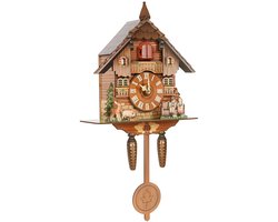 Flolife - Vintage Koekoek Wandklok - met Vogelgong – Scandinavische Houten Wandklok - 50 cm