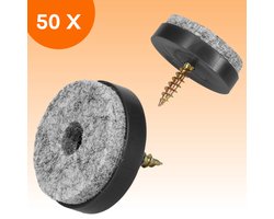 FLOOQ Anti Kras Vloerbeschermer Vilt met Schroef - 50 stuks - 20mm - Meubelvilt - Stoelpoot Beschermers - Stoel - Meubels