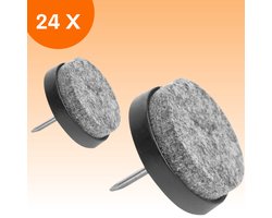FLOOQ Anti Kras Vloerbeschermer Vilt met Spijker - 24 stuks - 16mm - Meubelvilt - Stoelpoot Beschermers - Stoel - Meubels