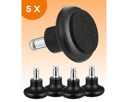 FLOOQ Bureaustoel Glijders set van 5 - Vaste Voeten - Vilt - 11 MM - Zwart