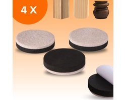 FLOOQ Meubelonderzetters beige - Meubelvilt - Meubelverhogers - Vloerbescherming - Bedverhogers - Viltjes- 4 stuks