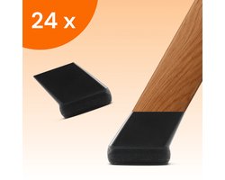 FLOOQ Premium Stoelpootdoppen Flexibel Rechthoekig Schuin 26 x 12mm - Anti-Kras Vilt - Stoelpoot beschermers - Vloerbescherming - 24 Stuks – Frits
