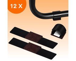FLOOQ Stoelpootdoppen Buisframes - Anti-Kras Vilt - Stoelpoot beschermers - Vloerbescherming - 12 Stuks – Zwart – Rond