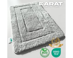 FLOORDIREKT Badmat Atlantis - Rechthoekig - Anti-Slip Achterkant - Modern Badkamermat - Zilvergrijs -70 x 120 cm
