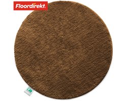 FLOORDIREKT Badmat SKY - Badmat in Vierkant & Rond - Antisliprug - Bruin - Rond - 120 cm