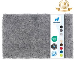 FLOORDIREKT Badmat SKY - Badmat in Vierkant & Rond - Antisliprug - Zilvergrijs - 50 x 60 cm