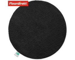 FLOORDIREKT Badmat SKY - Badmat in Vierkant & Rond - Antisliprug - Zwart - Rond - 95 cm