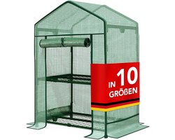 FLOORDIREKT Bloom Kas - Weerbestendige Kas met Robuust Stalen Frame - Compact Plantenhuis - met 2 Opbergniveaus - 49 x 69 x 93 cm