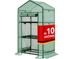 FLOORDIREKT Bloom Kas - Weerbestendige Kas met Robuust Stalen Frame - Compact Plantenhuis - met 3 Opbergniveaus - 49 x 69 x 127 cm