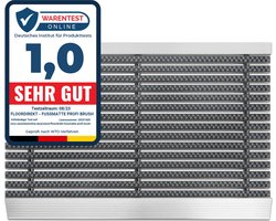 FLOORDIREKT Borstelmat - Profi Brush - Deurmat - Aluminium-Deurmat - Robuuste Nylonborstels - UV-bestendig - Grijs - 60 x 90 cm