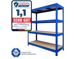 FLOORDIREKT Breedvakstelling - Rekken voor kelder & werkplaats - Draagvermogen 1600 kg - Blauw - 200 x 180 x 60 cm