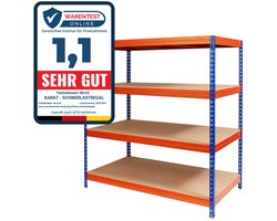 FLOORDIREKT Breedvakstelling - Rekken voor kelder & werkplaats - Draagvermogen 1600 kg - Blauw-Oranje - 200 x 180 x 60 cm