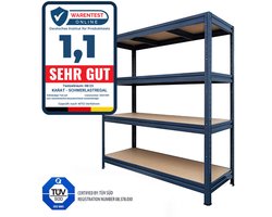 FLOORDIREKT Breedvakstelling - Rekken voor kelder & werkplaats - Draagvermogen 1600 kg - Grijs - 177 x 160 x 60 cm