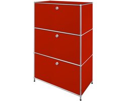 Floordirekt Concept Epure MK-129 – Metalen opbergkast met 3 afsluitbare vakken – Rood – 75 × 40 × 120 cm