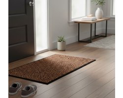 FLOORDIREKT Deurmat Brasilia - Wasbare & Krachtige Vuilvangmat - Bruin 90 x 150 cm - Voor Binnen & Buiten - Vuilafstotende Mat met Antislip Achterkant - Verkrijgbaar in 4 Kleuren & 3 Maten
