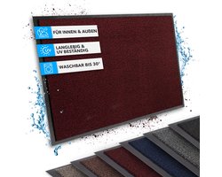 FLOORDIREKT Deurmat SKY - Droogloopmat - Schoonloopmat - voor Binnen en Buiten - Rood - 60 x 180 cm