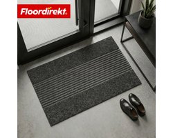 Floordirekt Droogloopmat Circa - Wasbare Schoonloopmat - Deurmat voor Binnen & Buiten - Antraciet Strepen - 70 x 120 cm - Antislip TPE-achterzijde - Hoogwaardig & Duurzaam - Moderne Patronen - Verkrijgbaar in Verschillende Maten & Kleuren