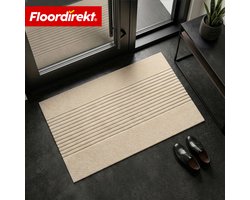 Floordirekt Droogloopmat Circa - Wasbare Schoonloopmat - Deurmat voor Binnen & Buiten - Beige Strepen - 70 x 120 cm - Antislip TPE-achterzijde - Hoogwaardig & Duurzaam - Moderne Patronen - Verkrijgbaar in Verschillende Maten & Kleuren
