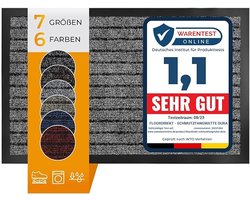 FLOORDIREKT Dura Deurmat - Robuust & Duurzaam - In vele Maten en Kleuren - Antislip Schoonloopmat - Voor Binnen en Buiten - Grijs - 66 x 120 cm