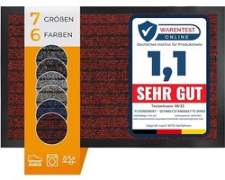 FLOORDIREKT Dura Deurmat - Robuust & Duurzaam - In vele Maten en Kleuren - Antislip Schoonloopmat - Voor Binnen en Buiten - Rood - 100 x 120 cm