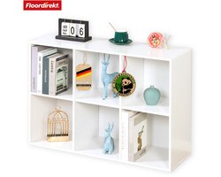 FLOORDIREKT Houten Plank Vermont - Stijlvolle Plank met 6 Vakken - Voor een Elegante & Opgeruimde Woonsfeer - 91,2 x 61 x 29,8 cm