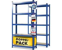 FLOORDIREKT Lakota Rekken voor zwaar gebruik - Set van 2 - Aanpasbaar - Blauw - 180 x 90 x 40 cm