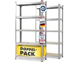 FLOORDIREKT Lakota Rekken voor zwaar gebruik - Set van 2 - Aanpasbaar - Verzinkt - 200 x 120 x 60 cm