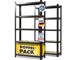 FLOORDIREKT Lakota Rekken voor zwaar gebruik - Set van 2 - Aanpasbaar - Zwart - 150 x 75 x 30 cm