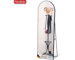 FLOORDIREKT Lichaams-Spiegel Madison - Zwart 150 x 40 cm - Gebogen Aluminium Frame - Vrijstaand & Wandmontage - Voor Slaapkamer, Woonkamer & Garderobe