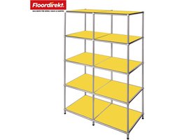 FLOORDIREKT Metalen Rek Concept Epure MK-015 - Open staand rek met 5 planken - Boekenrek & roomdivider van metaal - 78 x 40 x 118 cm - Glee
