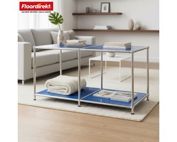 FLOORDIREKT Metalen Rek Concept Epure MK-016 - Dressoir & Opbergrek Met Open Vlakken - 78 x 46 x 40 cm - Blauw -Verkrijgbaar in Verschillende Kleuren - Metalen Rek in Modern Design - Rek Voor Woonkamer, Kantoor & Hal