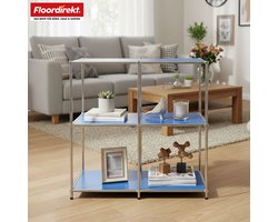 FLOORDIREKT Metalen Rek Concept Epure MK-027 - Dressoir & Opbergrek Met Open Vlakken - 78 x 82 x 40 cm - Blauw -Verkrijgbaar in Verschillende Kleuren - Metalen Rek in Modern Design - Rek Voor Woonkamer, Kantoor & Hal