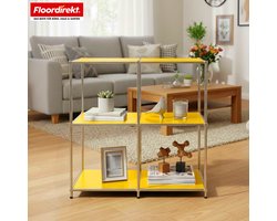 FLOORDIREKT Metalen Rek Concept Epure MK-027 - Dressoir & Opbergrek Met Open Vlakken - 78 x 82 x 40 cm - Geel -Verkrijgbaar in Verschillende Kleuren - Metalen Rek in Modern Design - Rek Voor Woonkamer, Kantoor & Hal