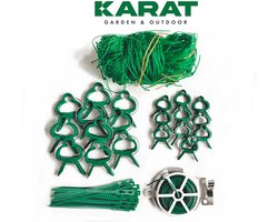 FLOORDIREKT Mina Plantennet Set - Praktische Tuinaccessoires - Klimhulp - 42-Delige Set - Gemaakt van Groen Kunststof - 2 x 2,5 m