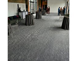 FLOORDIREKT Op Maat Hemaakt Tapijt Sintra - Voor Evenementen & Beurzen - Onderhoudsvriendelijke Loper - Voor Beurzen & Evenementen - Grijs Gevlekt - 100 x 350 cm