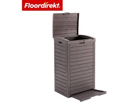 Floordirekt Outdoor Vuilnisbak in Houtlook - Bruin - 40 x 41 x 86 cm (118 L) Weerbestendige Afvalbak voor Tuin & Terras - 118L / 230L - Duurzaam & Weerbestendig - in Antraciet & Bruin
