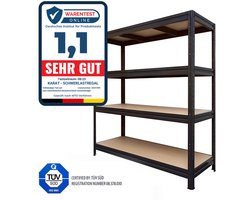 FLOORDIREKT Rekken met grote spanwijdte - Stellingen voor zwaar gebruik - Zwart - Draagvermogen tot 1500 kg - 177 x 160 x 60 cm