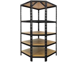 FLOORDIREKT Rekken voor Zwaar Gebruik - Hoekrekken - Zwart - 180 x 90 x 42 x 60 cm