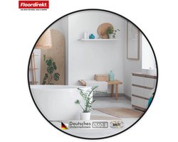 FLOORDIREKT Ronde Wandspiegel Bella - Zwart - Ø 60 cm - Spiegel met Zwart Frame van Aluminiumlegering - Verkrijgbaar in Verschillende Maten